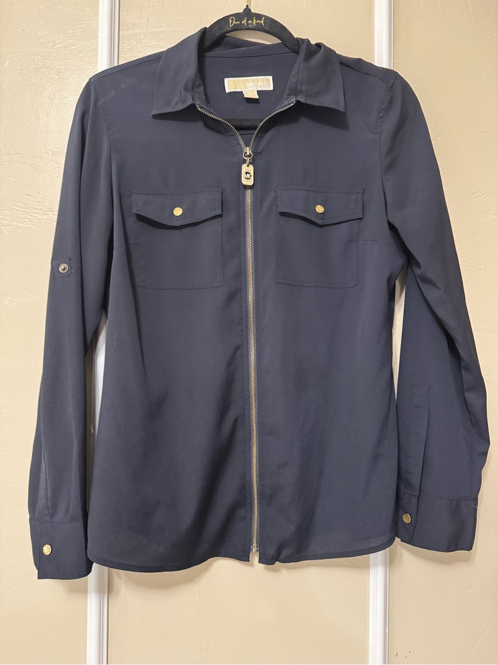 Michael Kors grey Zip-Front Utility Shirt